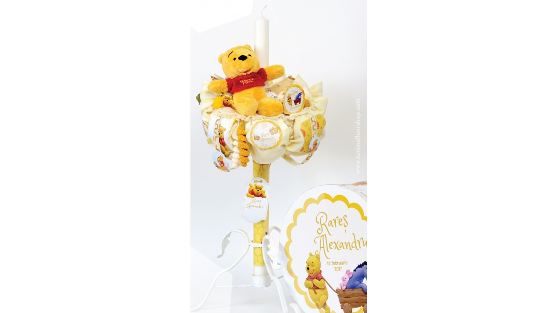 Lumanare de botez pentru baieti cu Winnie the Pooh, 65x4 cm, Honey  1